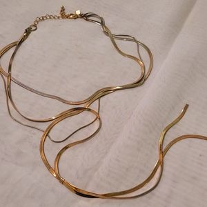 Used Banana Republic Multi Chain Gold Tone Non Magnetic Necklace